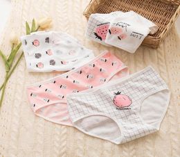 2020 new girls underwear 6pclot lace cotton strawberry middle waist briefs young girl panties Teenagers wholes s13046325