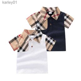 T-shirts Baby Boys Girls T-shirts Kids Plaid Children Turn-Down Collar T-shirt Child Tops Tees 240306
