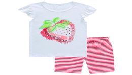 Strawberry Baby Girls Summer Pijama Sets Pink Children Sleepwear 100 Cotton Newest Fashion Kids Pyjamas Suit TShirt Pants 2104136128630
