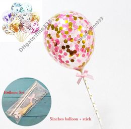 Confetti Balloons Set Stick Multicolor Latex Sequins Filled Clear Ballons Kids Toys Birthday Party Wedding Decorations Supplies7079326