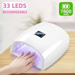 Rechargeable UV LED Nail Lamp 66W Cordless Dryer for Gel Polish Professional Art Manicure Tools Home and Salon 240229