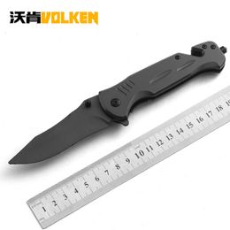 Stainless Steel Titanium Plated Outdoor Emergency Survival Multifunctional Folding Knife 3Cr13 Blade Material 606143