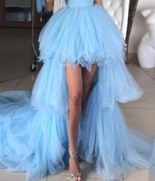 Skirts Fashion High Low Blue Tiered Tutu For Party Ruffles Long Female Skirt Custom Made Tulle PographySkirts8092769