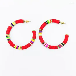 Dangle Earrings Circular Hand Knitting Soft Ceramics Simple C Shape Fashion Originality Bohemia Geometry Rice Bead