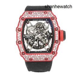 Swiss Watch Female Watch RM Watch Mens Series Carbon Fibre Original Snowflake Diamond Automatic Mechanical Mens Watch Rm35-02