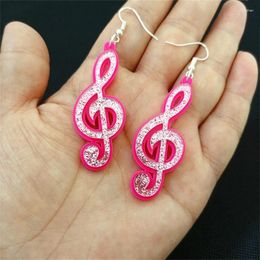 Dangle Earrings KUGUYS Pink Eighth Note Earring For Women Glitter Acrylic Cute Classic Fashion Jewelry Accessories