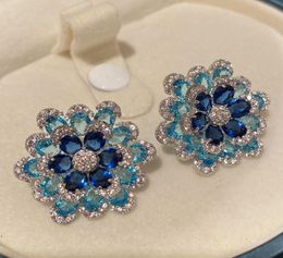 Stud Bilincolor Fashion Blue Flower Stud Earring for Women 2211115544868