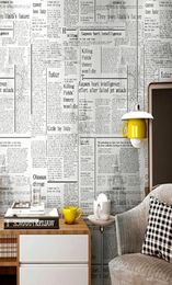 White Old English Letter Newspaper Vintage wallpaper Feature Wall Paper Roll for Bar cafe Coffee Shop Restaurant3334405