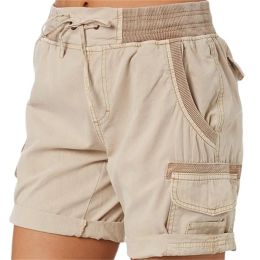 Shorts 2023 Summer Women Cargo Shorts Solid Colour Baggy Multi Pocket Military Work Pants Sweatpants Tactical Female Wide Leg Shorts