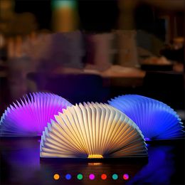 Party Favour USB charging night light LED book light New portable wood grain creative book gift flip Folding book lighg mini Colourful Christmas gifts LT813