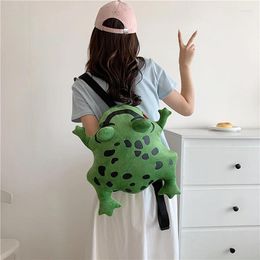 School Bags Women Plush Frog Backpack Lightweight Cute Travel Daypack Bookbag For Outdoor