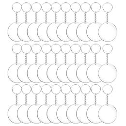 Keychains 48 72 96pcs Acrylic Transparent Circle Discs Set Key Chains Clear Round Keychain Blanks For DIY Transparent216z