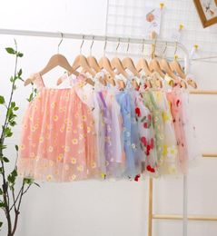 INS Baby Girls Tutu Slip Dress Kids Sling Gauze Vest Dresses Summer Party Elegant Agaric Lace Pineapple Flower Embroidery Skirt 9 5681439