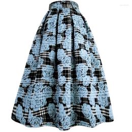 Skirts Winter Thick Plaid Printed Wool Ball Gown For Women High Waist Party Princess Vintage