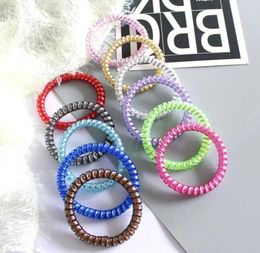 Telephone Wire Cord Gum Hair Tie 65cm Girls Elastic Hair Band Ring Rope Candy Colour Bracelet Stretchy Scrunchy2788400