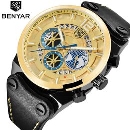 BENYAR Brand Luxury Chronograph Sport Mens Watches Fashion Military Waterproof Quartz Watch Clock Relogio Masculino309l