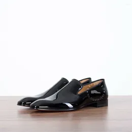 Dress Shoes Loafers In Black Patent Calf Leather Classic Concise Style Elegant Business Brown Matte Handmade