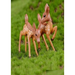 Garden Decorations Artificial Mini Sika Deer Giraffe Fairy Miniatures Gnomes Moss Terrariums Resin Craft Figurines Home Decoration M Dhfdm