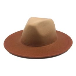 Wide Brim Hats Women Winter Fedora Hat Gradient Colour Designed Panama Vintage Artificial Jazz Cap Black Caps293j