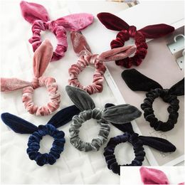 Hair Accessories Fashion Women Lovely Veet Bow Bands Scrunchies Girls Tie Ponytail Holder 9 Colour Drop Delivery Products Dhciv