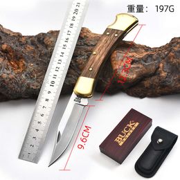 Stainless Steel Brass Head Buck Folding Portable Fruit Camping Self Defence Outdoor Knife 1247