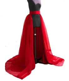 Skirts Red Detachable Tulle Overskirt 5 Layers Meshes Trailing Bridal Overlay Wedding Accessories Long Party1781728