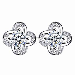 Stud korean clover designer stud earrings women girls shining bling crystal love geometry earring earings ear rings Jewellery 240306