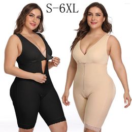 Women's Shapers Plus Size 6XL Latex Body Shaper Post Liposuction Girdle Clip Zip Bodysuit Vest Waist Reductoras Shapewear