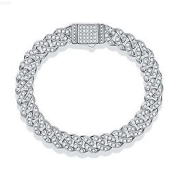 Bracciale cubano Moissanite placcato oro in argento sterling S925 per uomo e donna Gioiello braccialetto da sposa con pietre preziose intarsiate di lusso