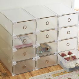 5pc Transparent shoe box storage shoe boxes thickened dustproof storage box shoes organizer superimposedcombination shoe cabinet 240229