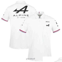 Men's Polos Motorcycle Apparel Motorsport Alpine F1 Team Aracing Tshirt White Black Breathable Teamline Short Sleeve Shirt Car Fan Clothing Drop Customizable 98i8