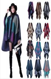 Plaid Poncho Women Vintage Fashion Scarf Floral Wrap Knit Cashmere Scarves Lady Winter Cape Shawl Cardigan Blankets Cloak Coat Swe2168870