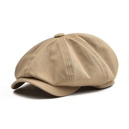 BOTVELA Big Large Newsboy Cap Men's Twill Cotton Eight Panel Hat Women's Baker Boy Caps Khaki Retro Hats Male Boina Bere263r