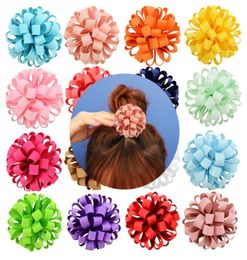 Children Flower Hair Bow Clip Loopy Ribbon ball color mixed Loop Ball for Girls Baby child hair accessories HD8136825967