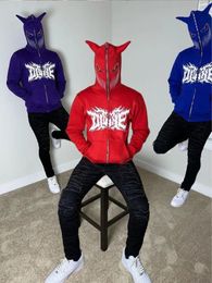 Aesthetic Y2K Streetwear Hoodie Women Men Rhinestone Skeleton Loose Sweatshirts Zip up Hoodie Goth Hoodies Jacket Hip-hop Grunge 240227