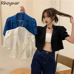 Blazers Blazers Women Solid Thin Summer Crop Cool Sexy Streetwear College Ulzzang Design Basic Allmatch Mujer De Moda Hot Sale Casual