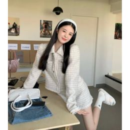 Suits UNXX Korean Style Fragrant Suit Jacket Women's Autumn and Winter 2023 Wool Coat ALine Skirt Elegant Socialite Twopiece Suit