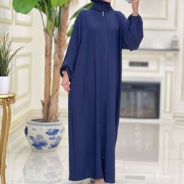 Spot Middle East Dubai 2024 Solid Abaya Prayer Headband Robe Clothing Zipper Women's Long Dress