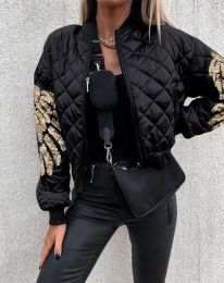 Jackets Crop Jacket Women Winter Warm Coat Tops Casual Contrast Sequin Angel Wings Pattern Quilted Long Sleeve Commuting Puffer Jacket