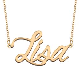 Lisa name necklaces pendant Custom Personalized for women girls children best friends Mothers Gifts 18k gold plated Stainless steel