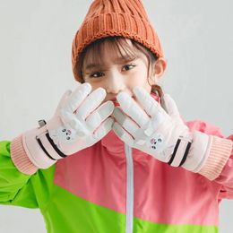 Cartoon Kids Gloves Thickened Warm Winter Ski FiveFinger for Children Windproof Boys Girls Snow Accessories 412 Years 240226