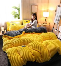 4PCS Set Flannel Doublesided Duvet Quilt Cover Set soft comfortable Thickened Warm Quilt Cover Bedsheets Pillowcase for Bedroom2734189