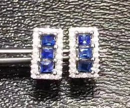 Stud natural sapphire stone stud earrings 925 silver Natural blue gemstone earring women elegant fashion for party 2210222437338