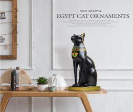 ERMAKOVA Resin Bastet Cat Crafts Egyptian Cat Figurine Animal Sculpture Home Office Desktop Decoration Gift T2007033059193