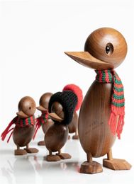 DuckDuckling Wood for Crafts Animal Figures Wooden Decoration Home Accessorie Living Room Christmas Danish Nordic Desk Ornament 21154426