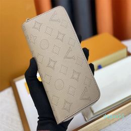 Womens designer wallets perforate-flower coin purses classic zipper long card holder high-quality woman fashion small clutch bags