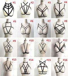 Fashion sexy bandage bra female sexy Goth Lingerie Elastic Harness cage bra cupless lingerie Bondage Body elastic harness belt Fre4221560
