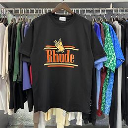 New Rhude Mens t shirt designer shirt for men short sleeve rhudes printing shirts Tee Top loose tshirt woman oversized Tops US size polo shirt