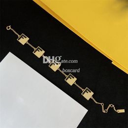 Gold Link Chains Bracelets For Women Trendy Jewellery Designer Letter Plated Bracelets With Gift Box Birthday Gift