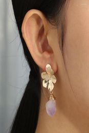 Stud Earrings Net Red Ins Small Fresh Flowers Light Purple Natural Stone Temperament Fashion Jewellery Women4148154